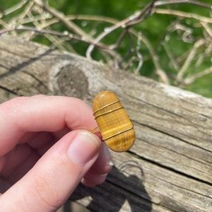 Tigers eye crystal gemstone wire wrapped ring